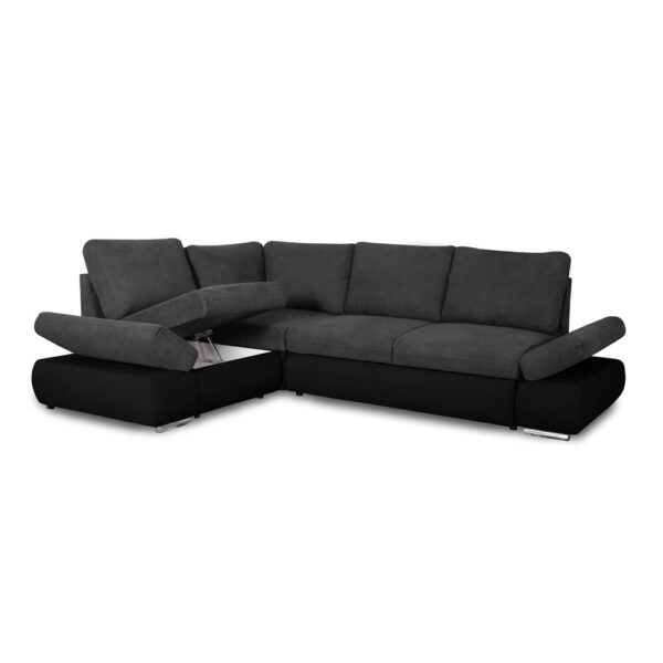 Canapé d'angle réversible convertible gris foncé et PU noir - LIPARY – Image 7