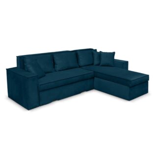 Canapé d'angle réversible et convertible en velours bleu foncé - CYPRUS