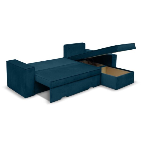 Canapé d'angle réversible et convertible en velours bleu foncé - CYPRUS – Image 3