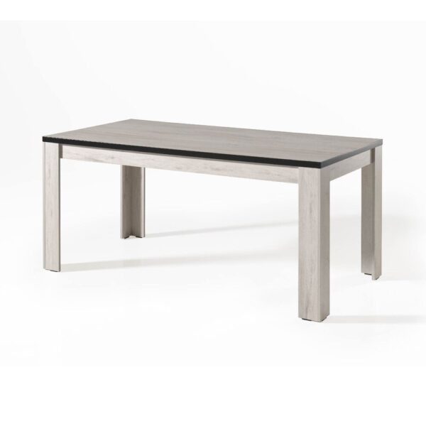 Ensemble table 160 cm décor chêne blanchi et 4 chaises beige - ALOST – Image 3