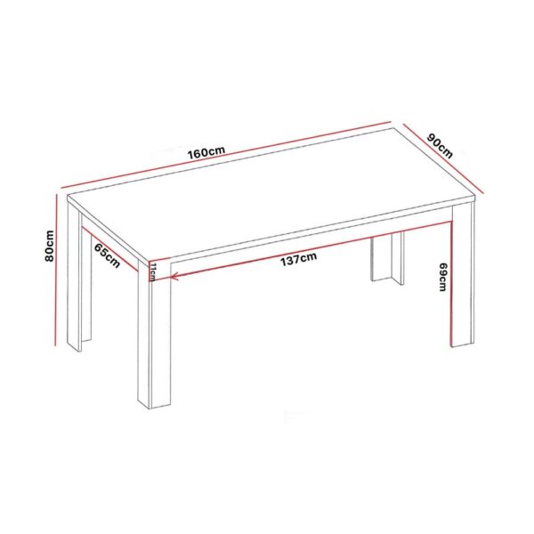 Ensemble table 160 cm décor chêne blanchi et 4 chaises beige - ALOST – Image 4