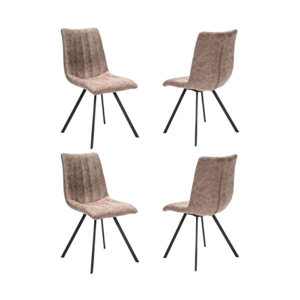 Ensemble table 160 cm décor chêne blanchi et 4 chaises beige - ALOST – Image 5