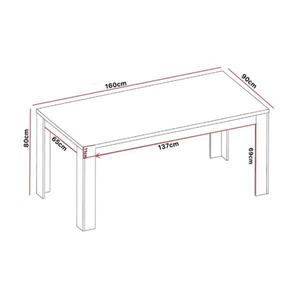 Salle à manger complète avec table 160 cm et 4 chaises - ALOST – Image 6