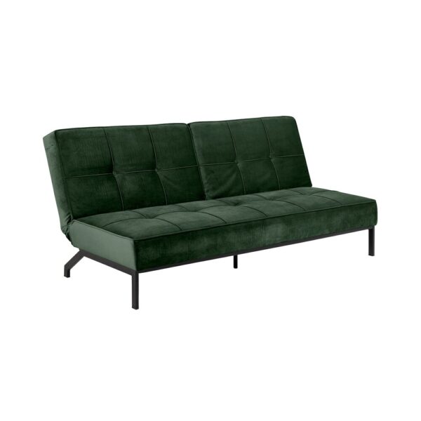 Banquette convertible 3 places 198 cm en velours vert foncé - MANNY – Image 5