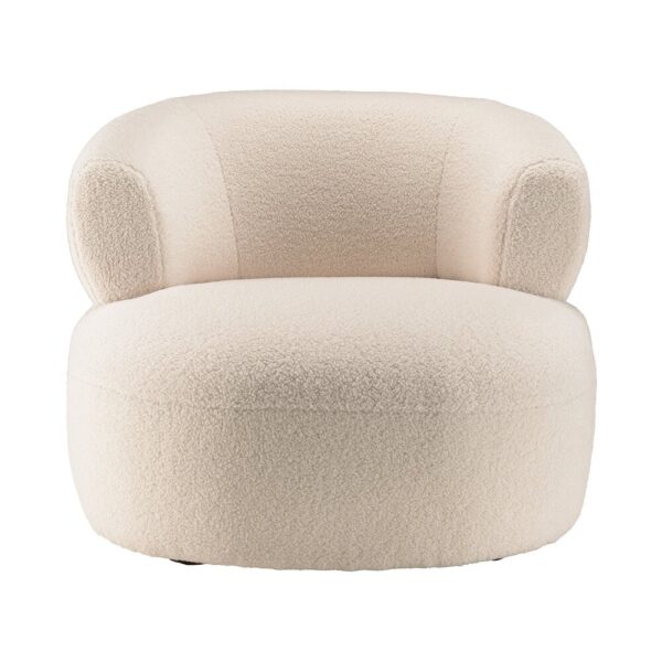 Fauteuil rond 85x83x74 cm en tissu bouclette blanc - FOLIO – Image 3