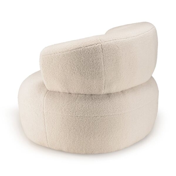 Fauteuil rond 85x83x74 cm en tissu bouclette blanc - FOLIO – Image 5