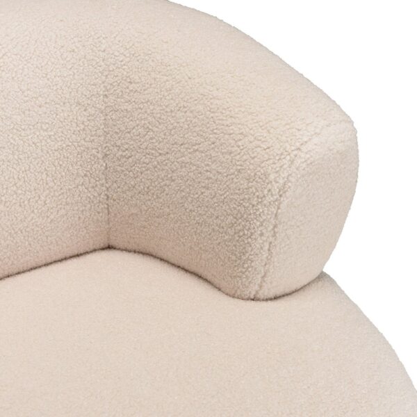 Fauteuil rond 85x83x74 cm en tissu bouclette blanc - FOLIO – Image 7