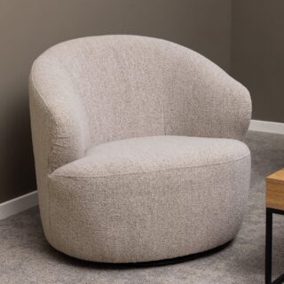 Fauteuil pivotant 80x80x76,5 cm en tissu bouclette beige