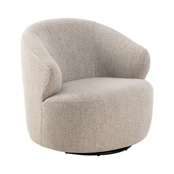 Fauteuil pivotant 80x80x76,5 cm en tissu bouclette beige – Image 3