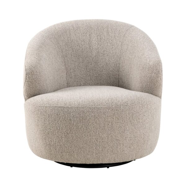 Fauteuil pivotant 80x80x76,5 cm en tissu bouclette beige – Image 4