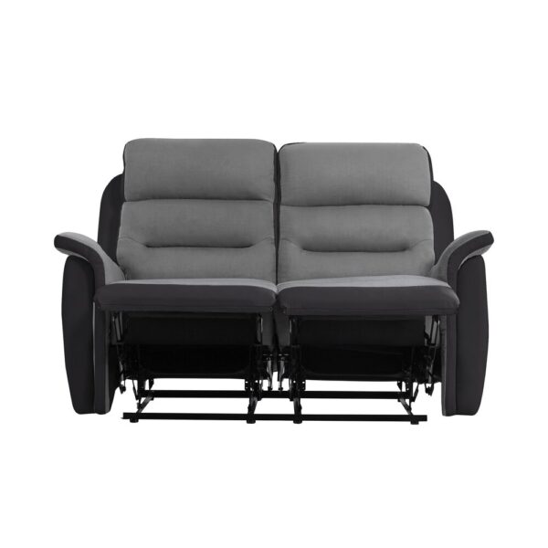 Canapés de relaxation manuel 3+2 places gris et PU noir - VALIA – Image 6