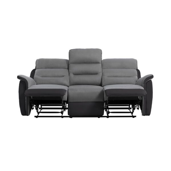 Canapés de relaxation manuel 3+2 places gris et PU noir - VALIA – Image 7