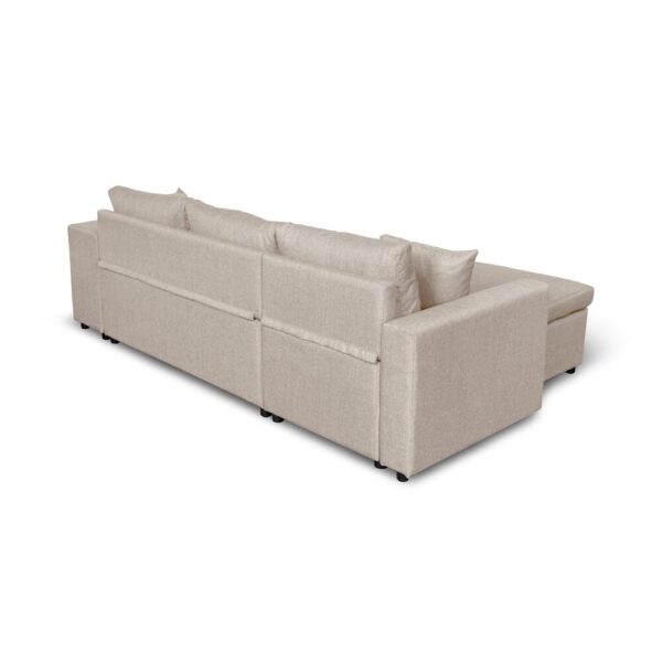 Canapé d'angle réversible poufs à droite en tissu beige - MASSIMO – Image 7