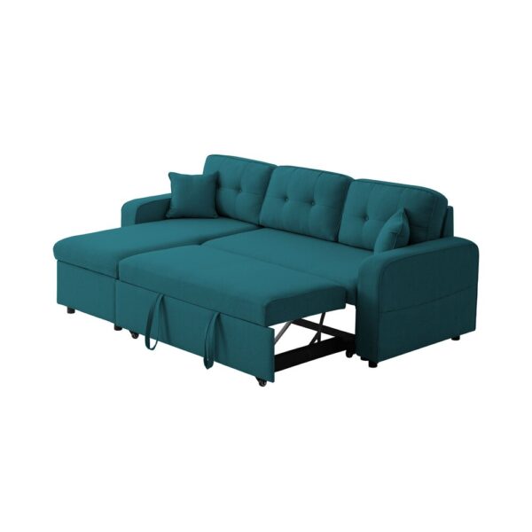 Canapé d'angle réversible et convertible en tissu bleu pétrole - MARYO – Image 5