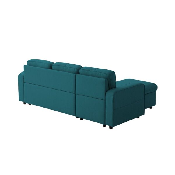 Canapé d'angle réversible et convertible en tissu bleu pétrole - MARYO – Image 6