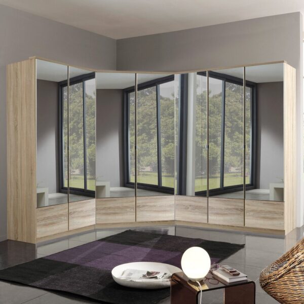 Ensemble dressing 3 armoires 7 portes décor chêne - ORZY