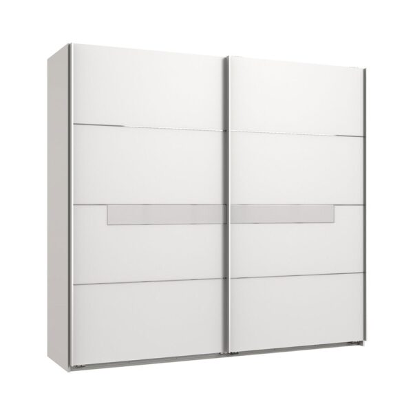 Ensemble lit 180x200 cm 2 chevets et 1 armoire décor blanc - NOELLA – Image 5