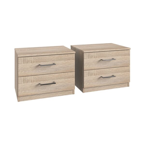 Ensemble lit 180x200 cm 2 chevets et 1 armoire décor chêne - NOELLA – Image 4