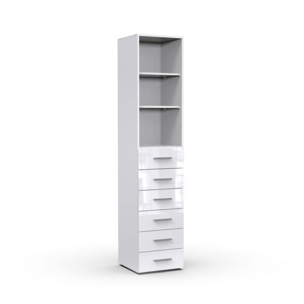 Dressing 9 portes 6 tiroirs avec surmeubles décor blanc - MALTRA – Image 5