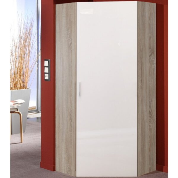 Dressing 13 portes 6 tiroirs avec surmeubles chêne et blanc - MALTRA – Image 7