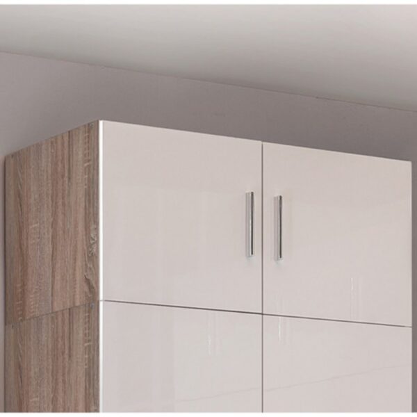 Dressing 13 portes 6 tiroirs avec surmeubles chêne et blanc - MALTRA – Image 8
