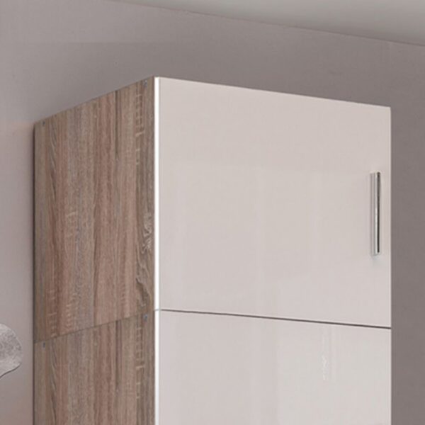 Dressing 13 portes 6 tiroirs avec surmeubles chêne et blanc - MALTRA – Image 9