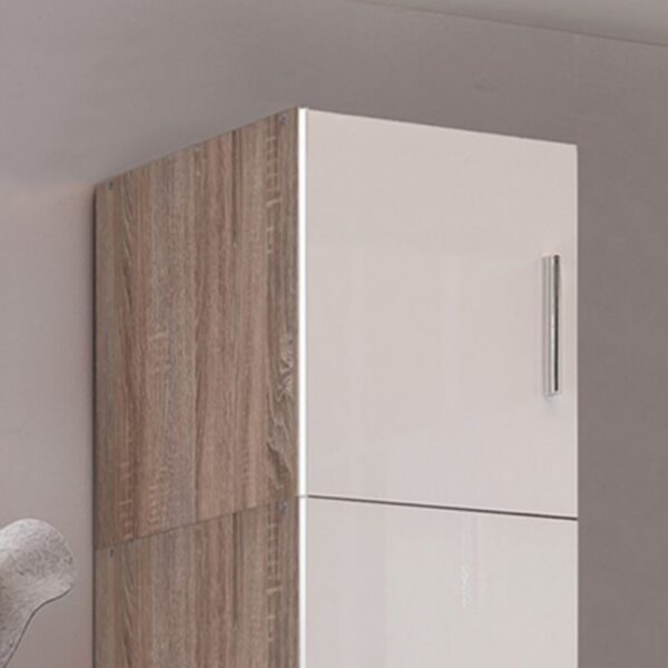 Dressing 13 portes 6 tiroirs avec surmeubles chêne et blanc - MALTRA – Image 10