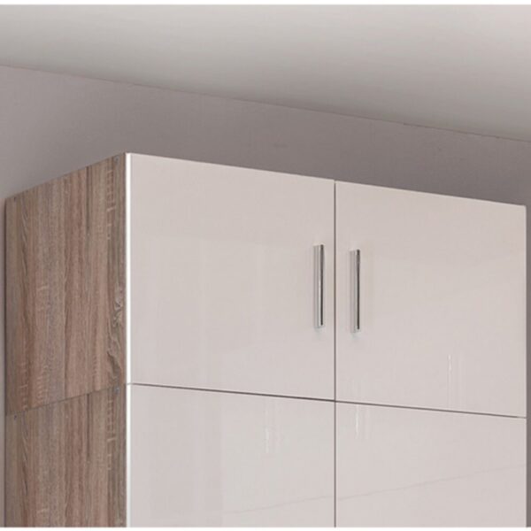 Dressing 9 portes 6 tiroirs avec surmeubles chêne et blanc - MALTRA – Image 7