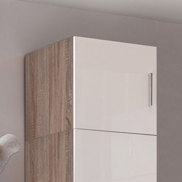 Dressing 9 portes 6 tiroirs avec surmeubles chêne et blanc - MALTRA – Image 9