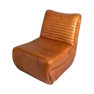 Fauteuil 56x81x71 cm en cuir véritable camel