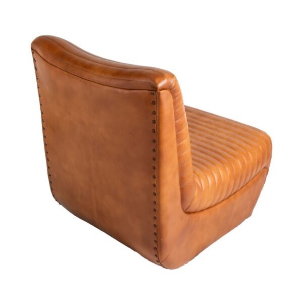Fauteuil 56x81x71 cm en cuir véritable camel – Image 3