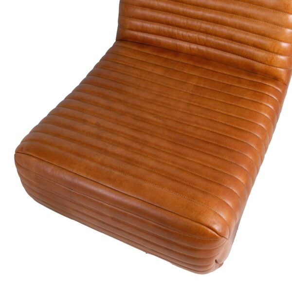 Fauteuil 56x81x71 cm en cuir véritable camel – Image 4