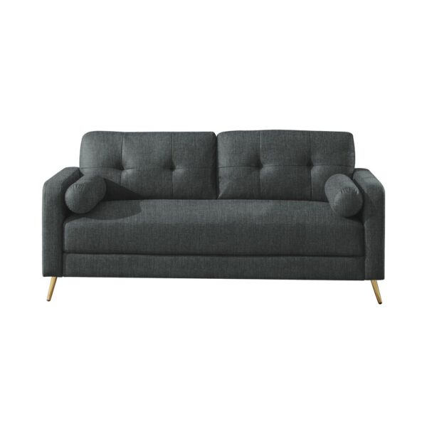 Ensemble 2 canapés + fauteuil en microfibre anthracite - GLIMAR – Image 5