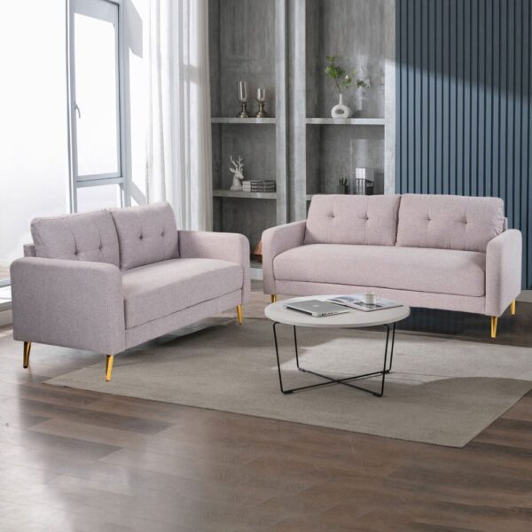 Ensemble de canapés 3+2 places en microfibre gris clair - GLIMAR – Image 2