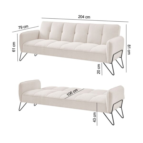 Banquette 3 places clic-clac en microfibre beige - VINTEX – Image 6