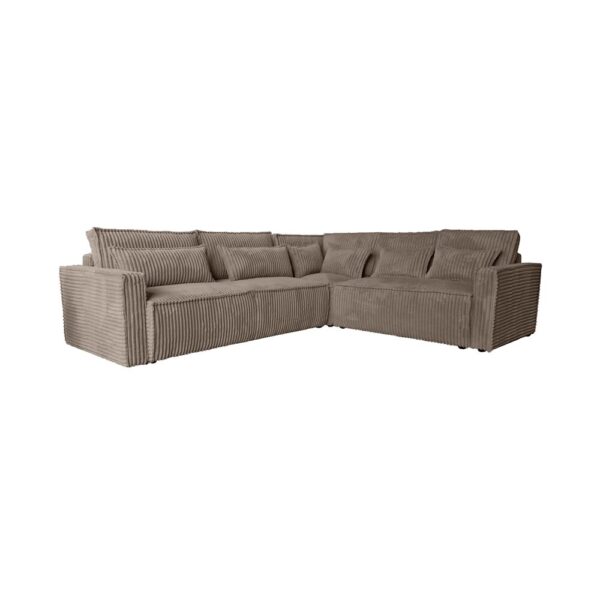 Canapé d'angle réversible 276 cm en velours grosses côtes taupe – Image 3