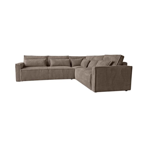 Canapé d'angle réversible 276 cm en velours grosses côtes taupe – Image 4