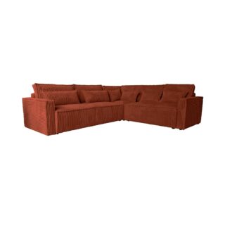 Canapé d'angle réversible 276 cm en velours grosses côtes taupe