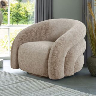 Fauteuil pivotant 83x93x70 cm en tissu doux taupe