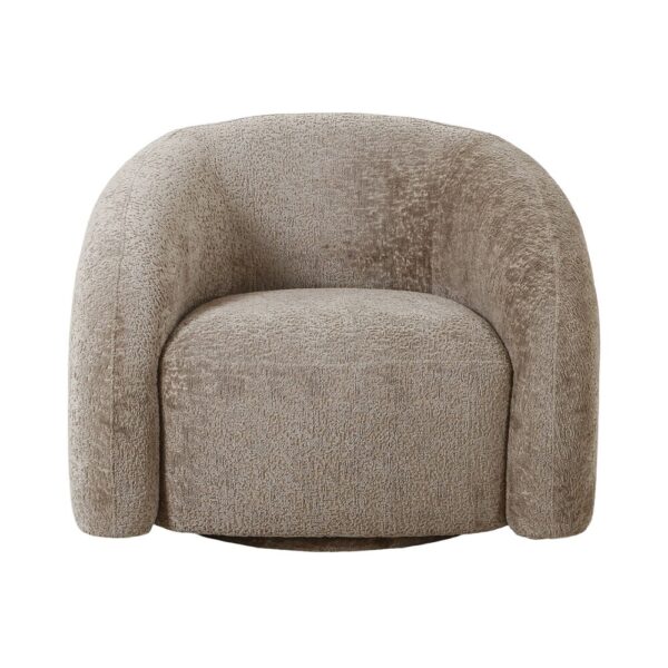 Fauteuil pivotant 83x93x70 cm en tissu doux taupe – Image 3