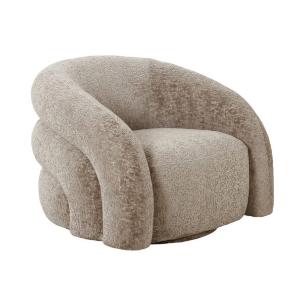 Fauteuil pivotant 83x93x70 cm en tissu doux taupe – Image 4
