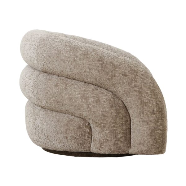 Fauteuil pivotant 83x93x70 cm en tissu doux taupe – Image 5
