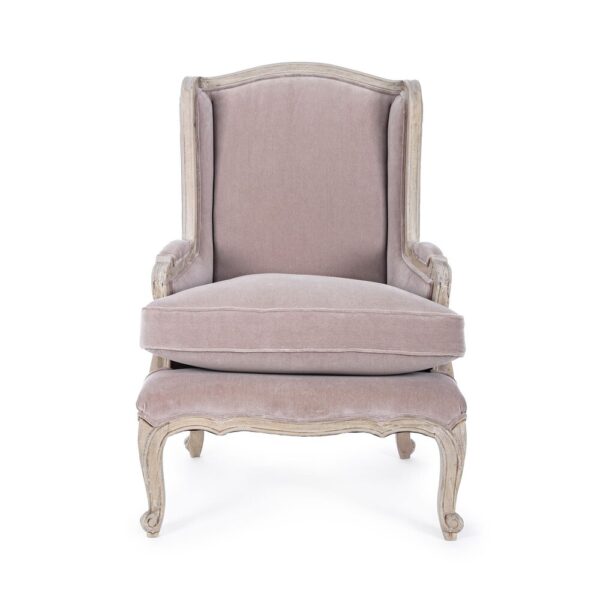 Fauteuil bergère 72x76x102 cm en tissu vieux rose et manguier – Image 3
