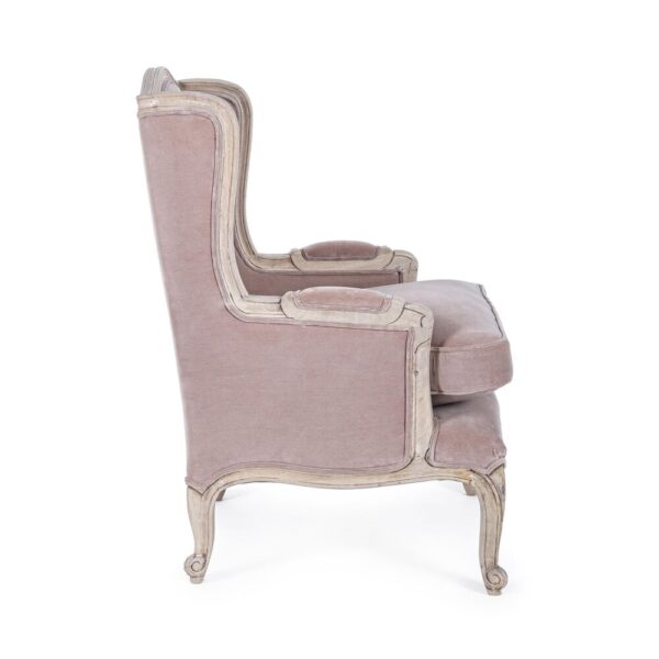 Fauteuil bergère 72x76x102 cm en tissu vieux rose et manguier – Image 4