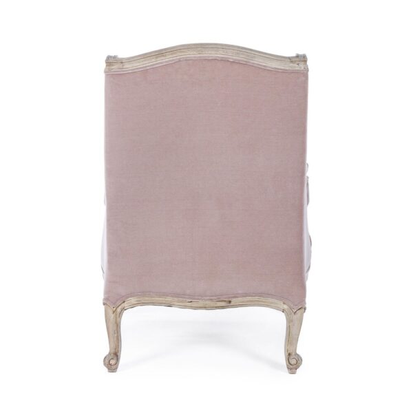 Fauteuil bergère 72x76x102 cm en tissu vieux rose et manguier – Image 5