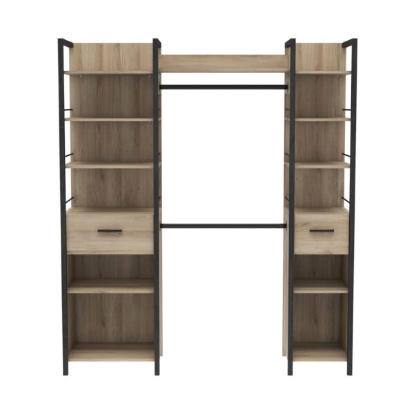 Dressing 2 colonnes 2 penderies 179x47,9x207,5 cm décor chêne et noir – Image 3