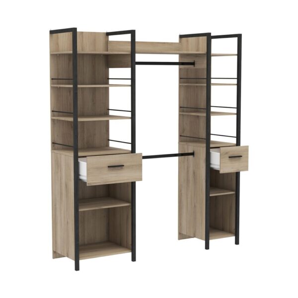 Dressing 2 colonnes 2 penderies 179x47,9x207,5 cm décor chêne et noir – Image 5
