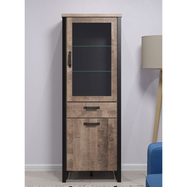 Ensemble salon 3 meubles et étagère décor chêne - PLEX – Image 4