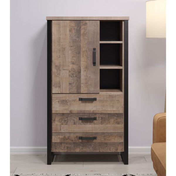 Ensemble salon 3 meubles et étagère décor chêne - PLEX – Image 7
