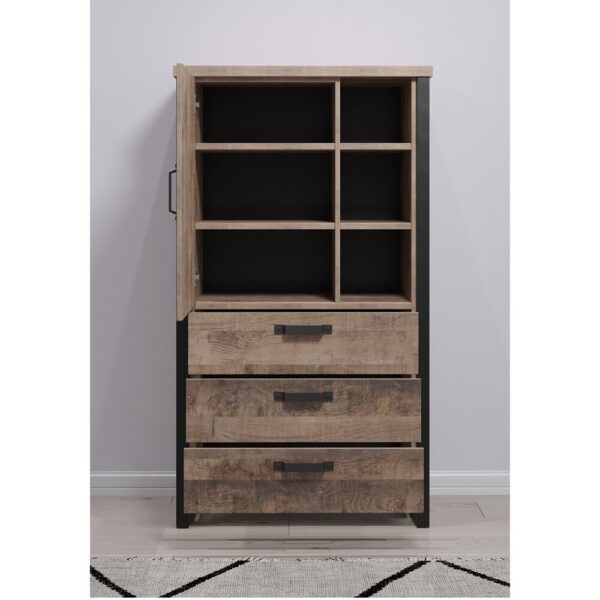 Ensemble salon 3 meubles et étagère décor chêne - PLEX – Image 10